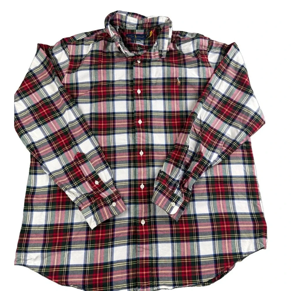 Polo Ralph Lauren Classic Fit XL Plaid Button Down Shirt Red Green White